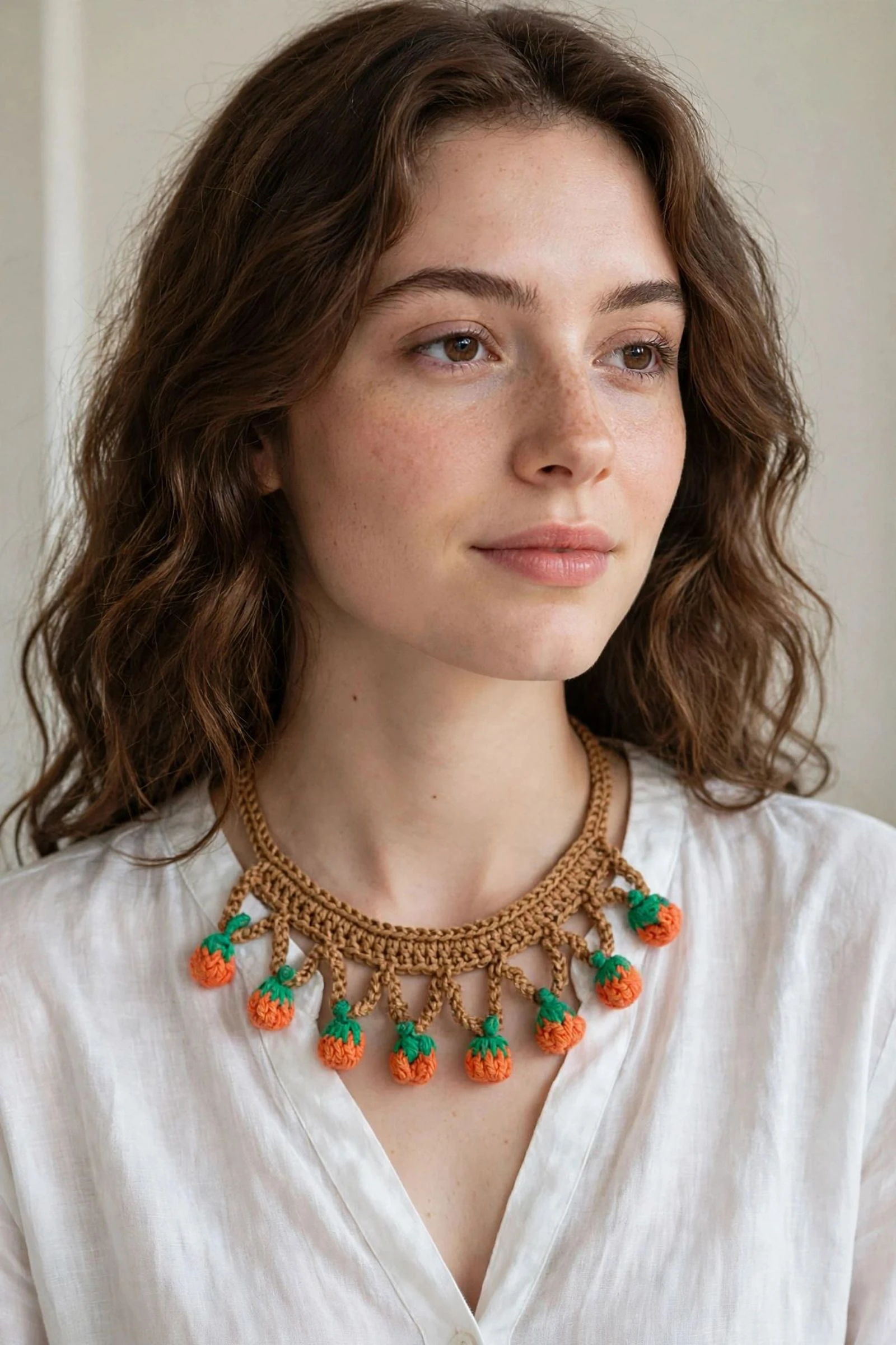 Collar de crochet con naranjitas